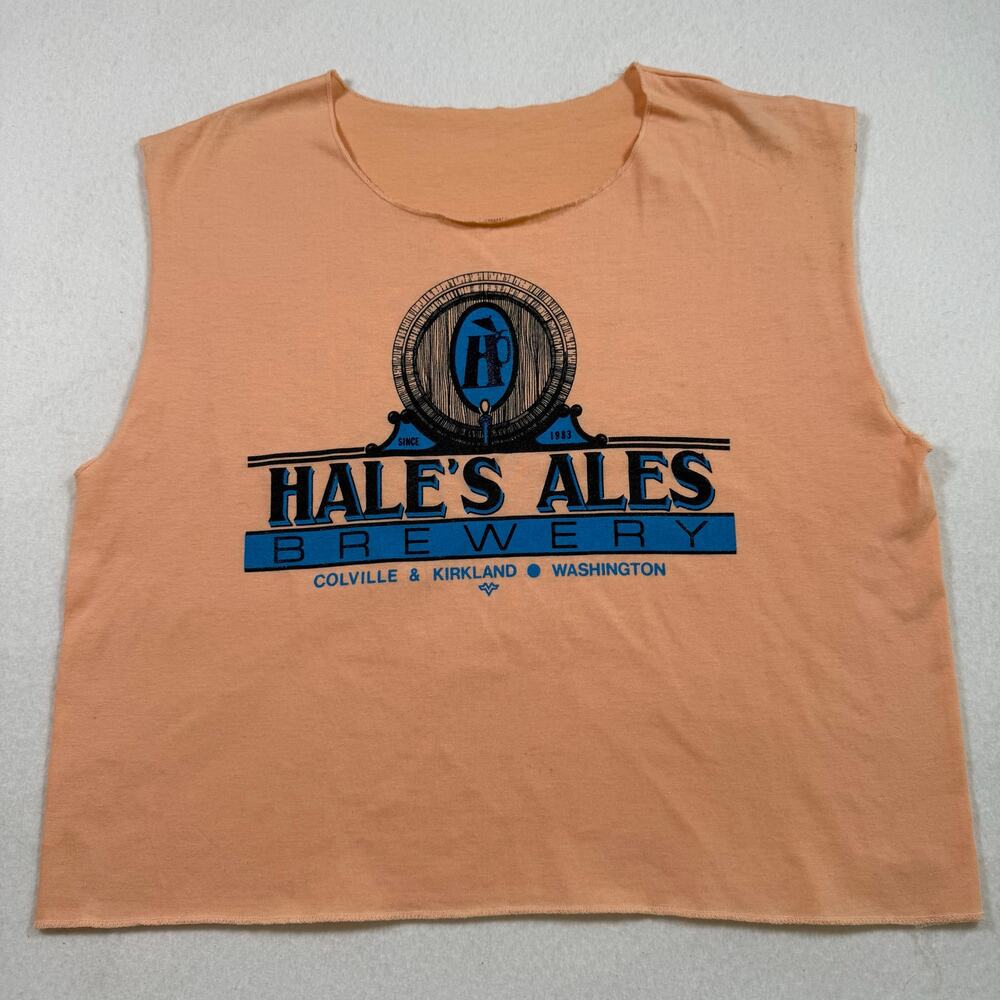 Vintage 90s Hale’s Ale Brewery peach crop top small tank top boxy‎ fit